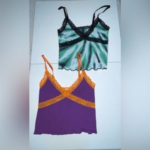 Two piece tank top purple/ orange and  blue/black